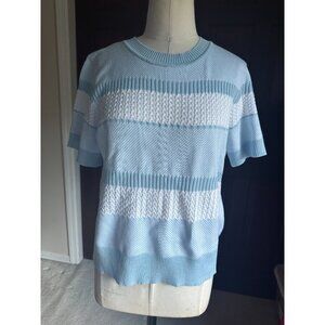 Eva & Paige blue and white knit sweater top PL